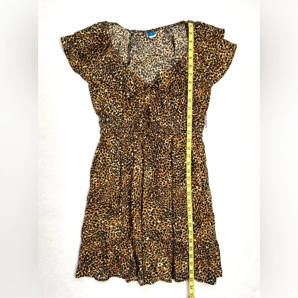 Old Navy Women's Rebel Ruffle Brown Animal Print Mini Dress w/Pockets Size S NWT - Picture 11 of 11